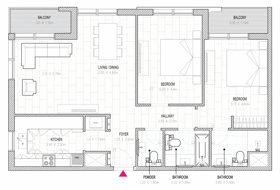 2 BR #HAMSA 1- 2BR - 408