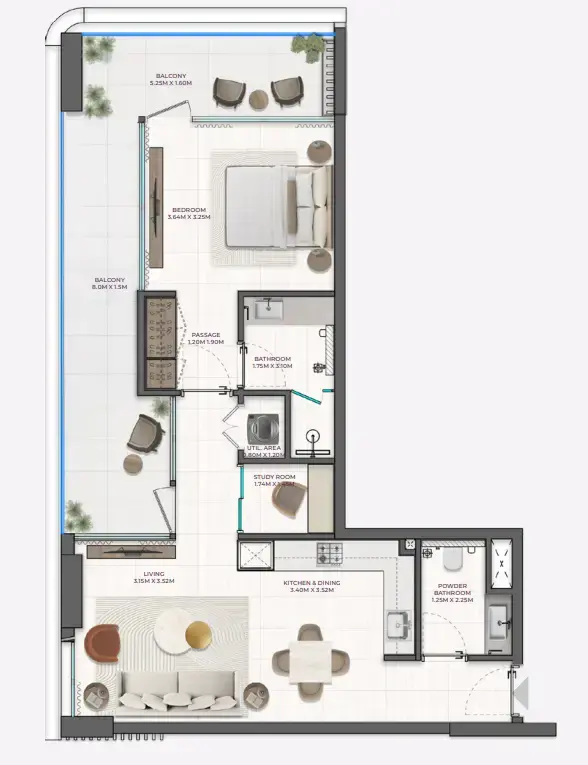 1 BR #Derby Heights - 4 - 401