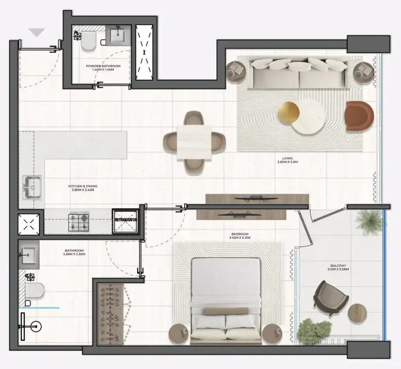 1 BR #Derby Heights - 2 - 206