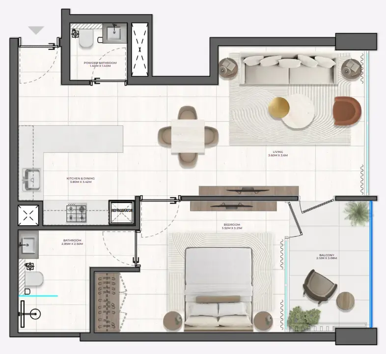 1 BR #Derby Heights - 4 - 406
