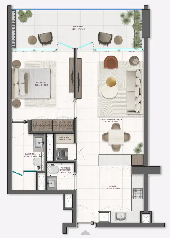 1 BR #Derby Heights - 3 - 302