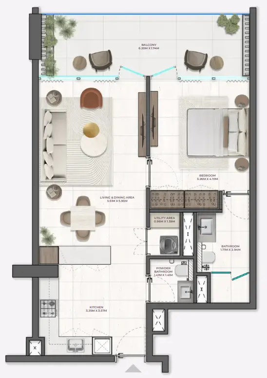 1 BR #Derby Heights - 4 - 403