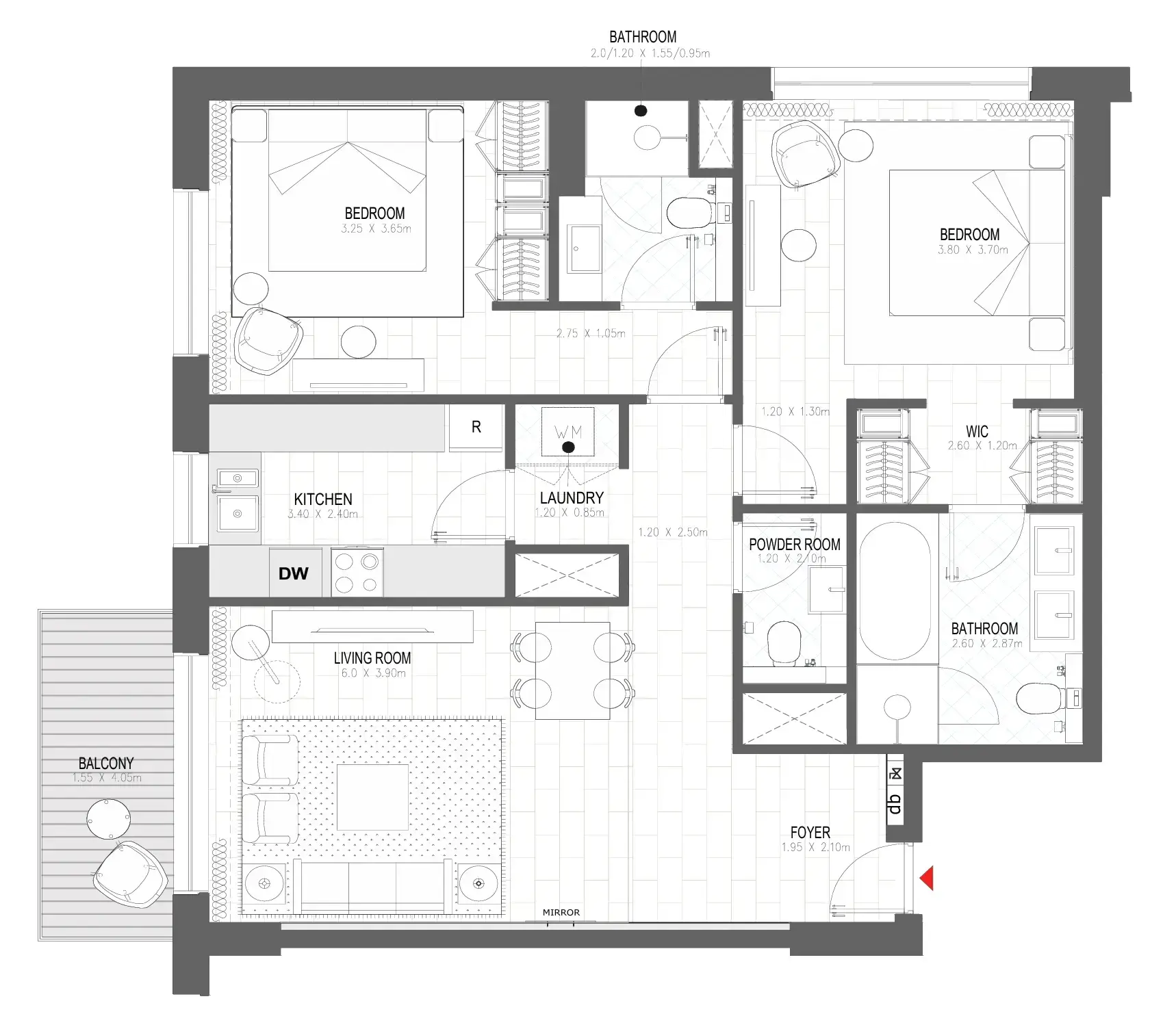 2 BR #PALACE B - 2BR -  B302